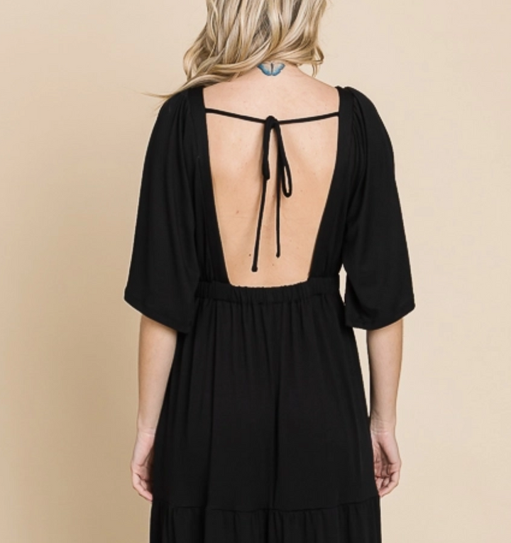 Culture Code - Raglan Flare Sleeve Ruching Tier Maxi Dress