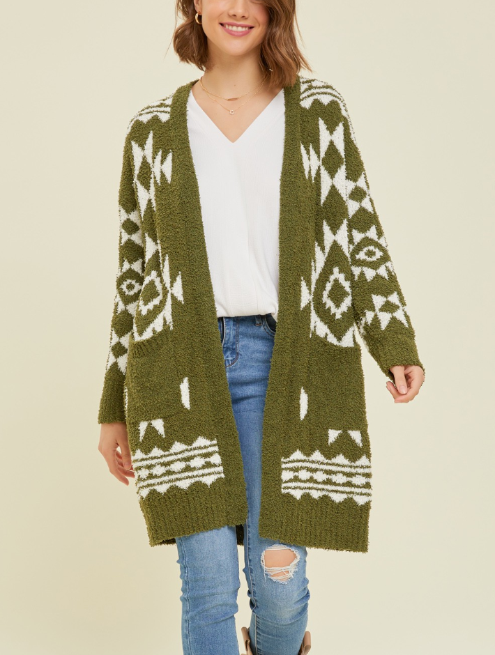 Heyson - SOFT FUZZY WESTERN AZTEC CARDIGAN