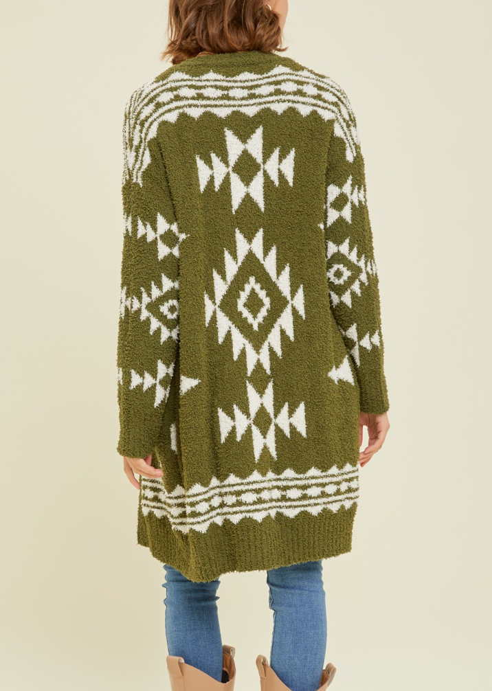 Heyson - SOFT FUZZY WESTERN AZTEC CARDIGAN