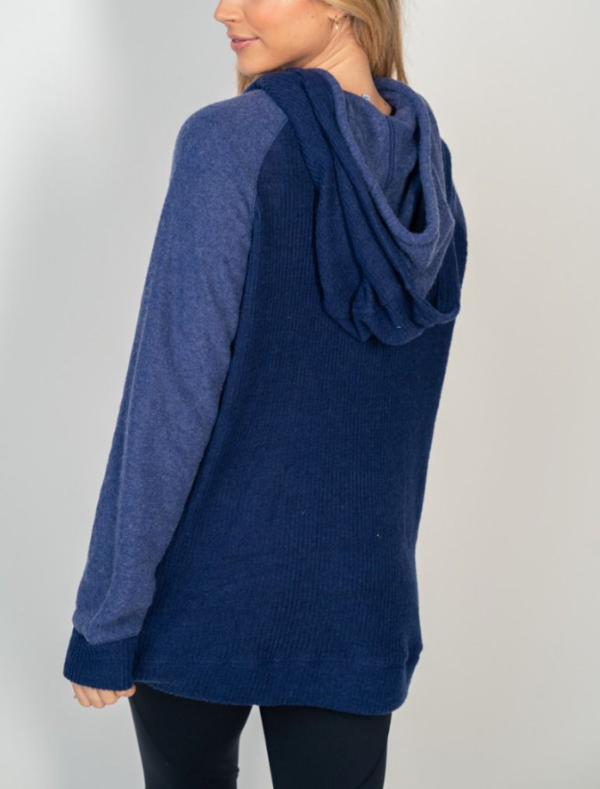 White Birch - Lightweight Button Detail Hoodie