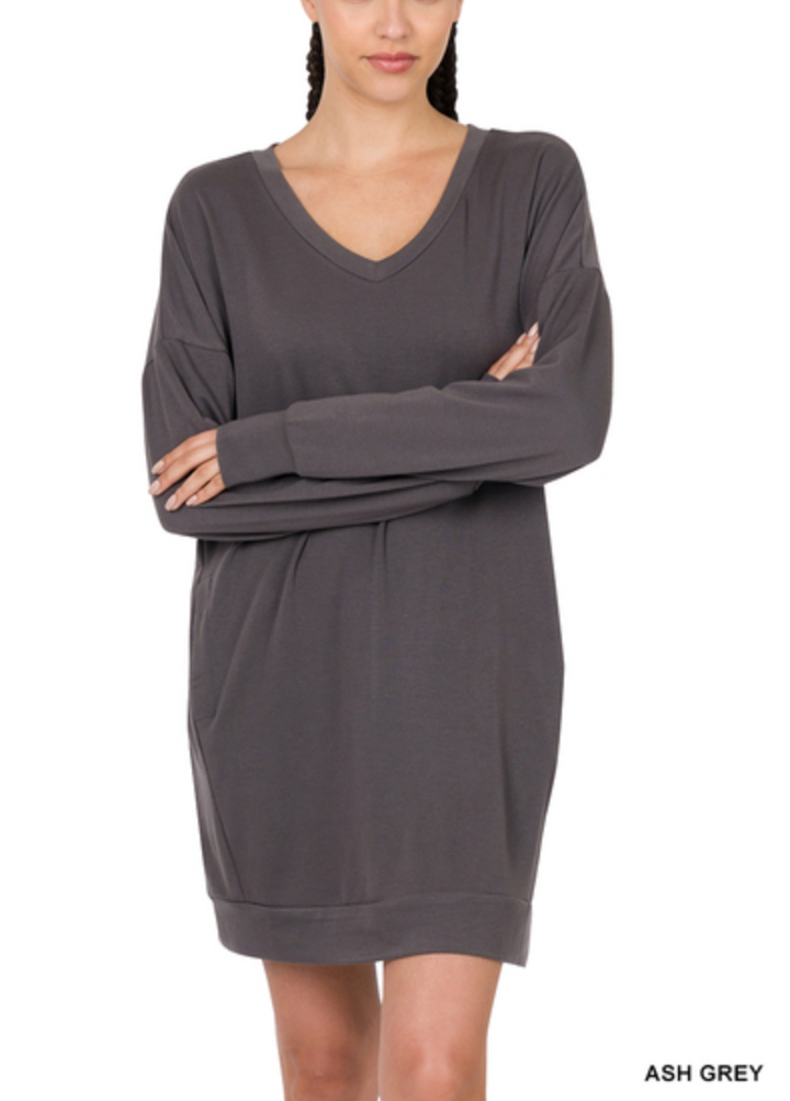 Zenana - SOFT STRETCH F/TERRY DROP SHOULDER LONGLINE TOP
