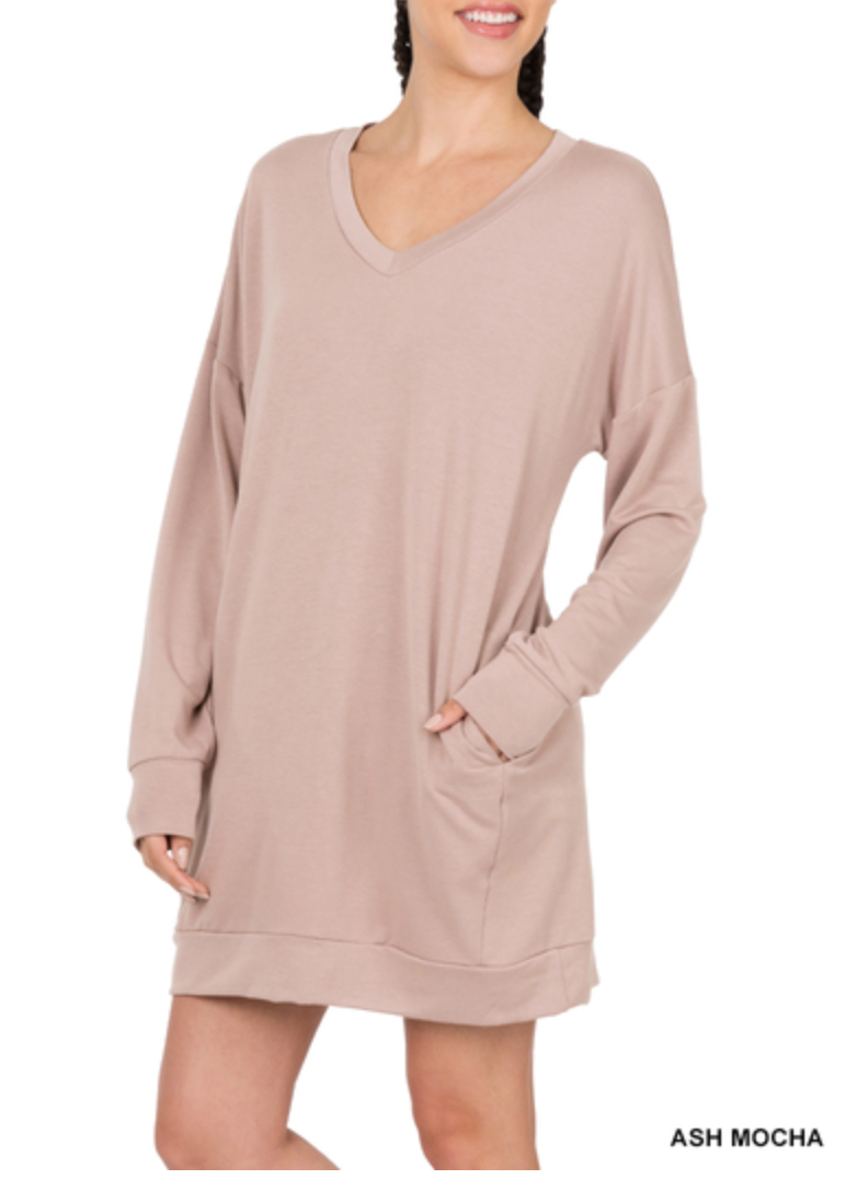 Zenana - SOFT STRETCH F/TERRY DROP SHOULDER LONGLINE TOP