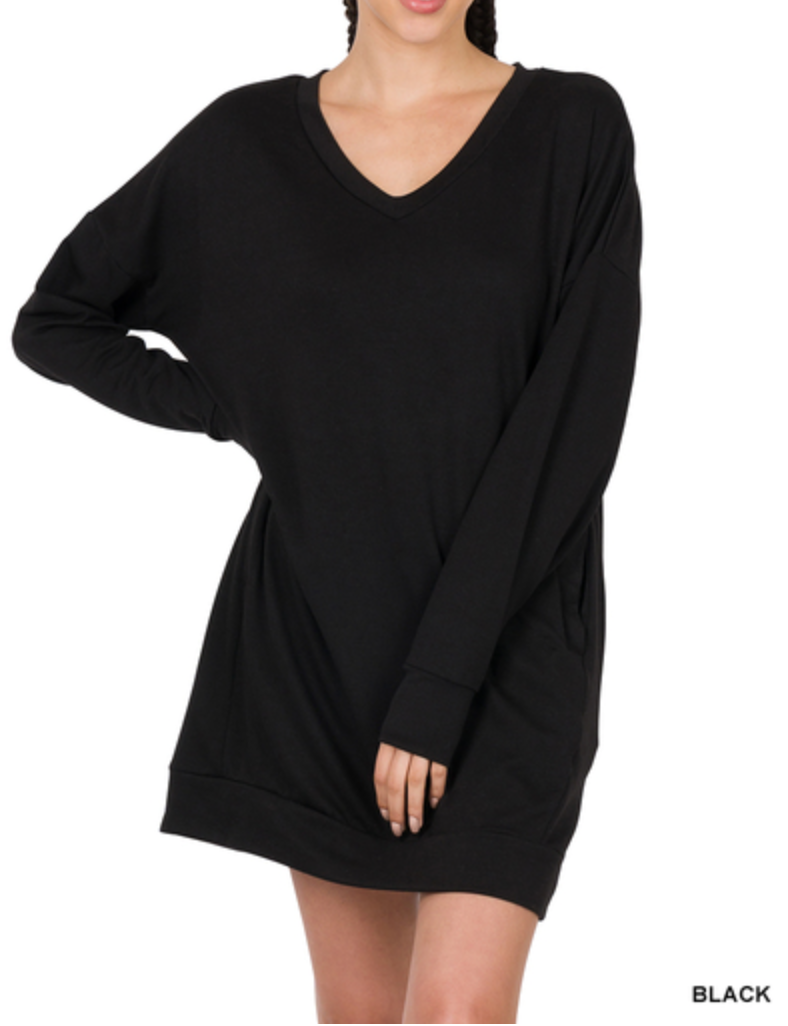 Zenana - SOFT STRETCH F/TERRY DROP SHOULDER LONGLINE TOP
