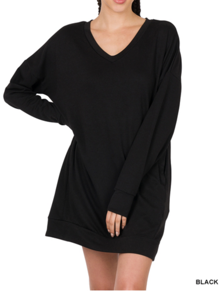 Zenana - SOFT STRETCH F/TERRY DROP SHOULDER LONGLINE TOP