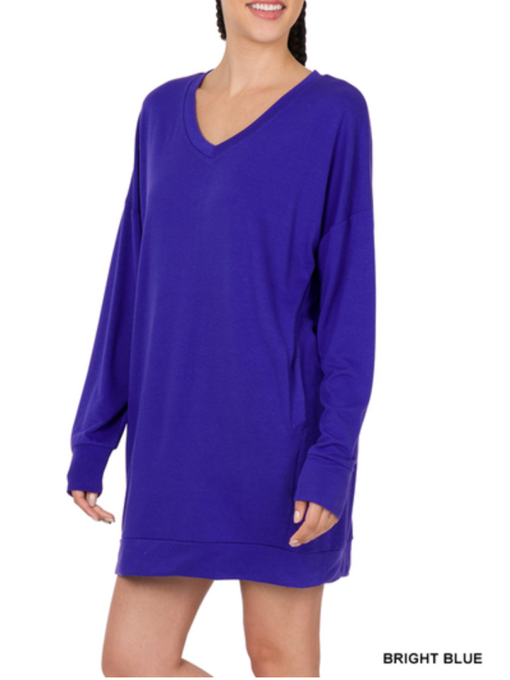 Zenana - SOFT STRETCH F/TERRY DROP SHOULDER LONGLINE TOP