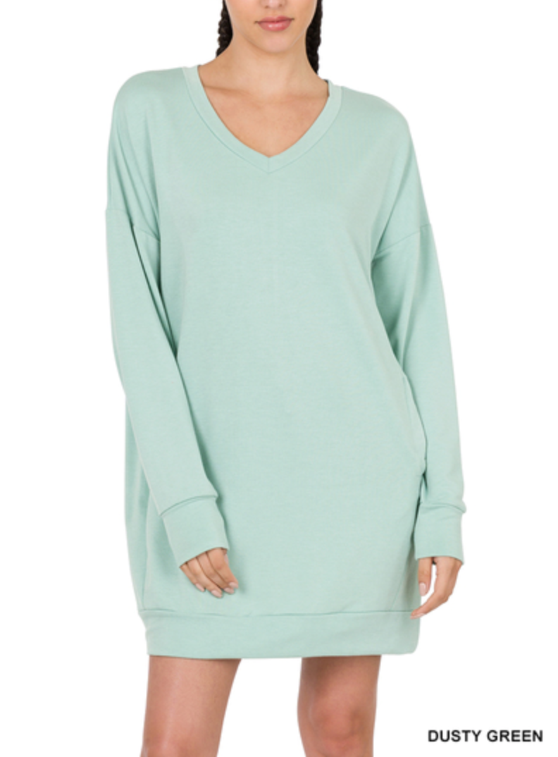 Zenana - SOFT STRETCH F/TERRY DROP SHOULDER LONGLINE TOP