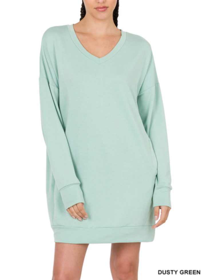 Zenana - SOFT STRETCH F/TERRY DROP SHOULDER LONGLINE TOP