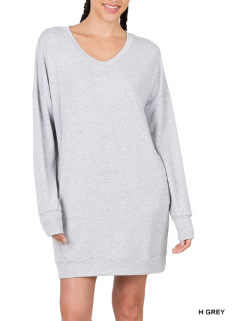Zenana - SOFT STRETCH F/TERRY DROP SHOULDER LONGLINE TOP
