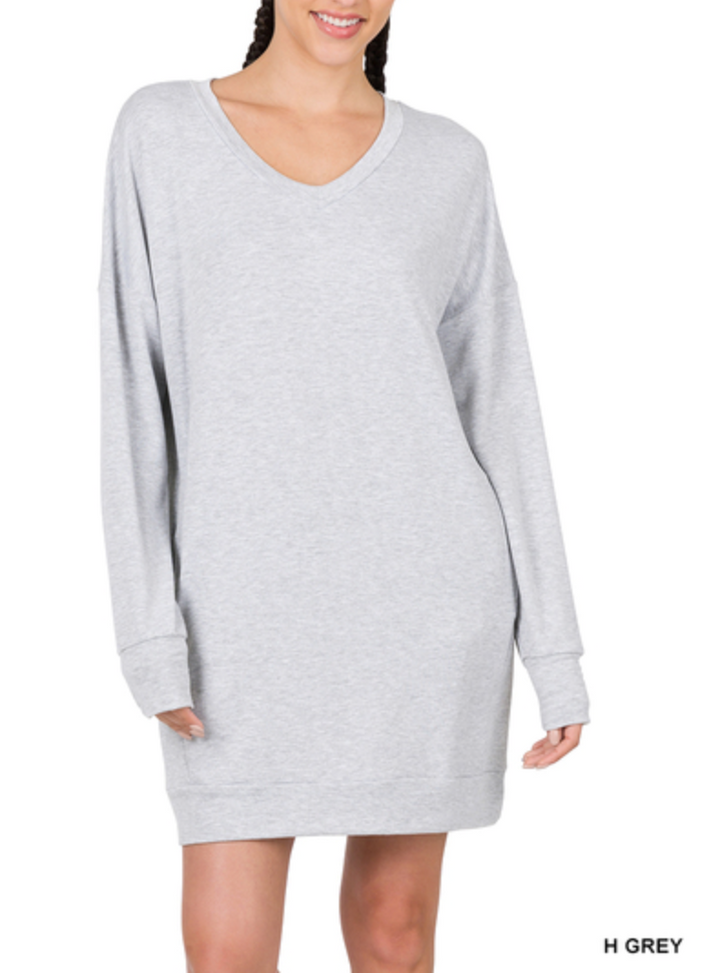 Zenana - SOFT STRETCH F/TERRY DROP SHOULDER LONGLINE TOP