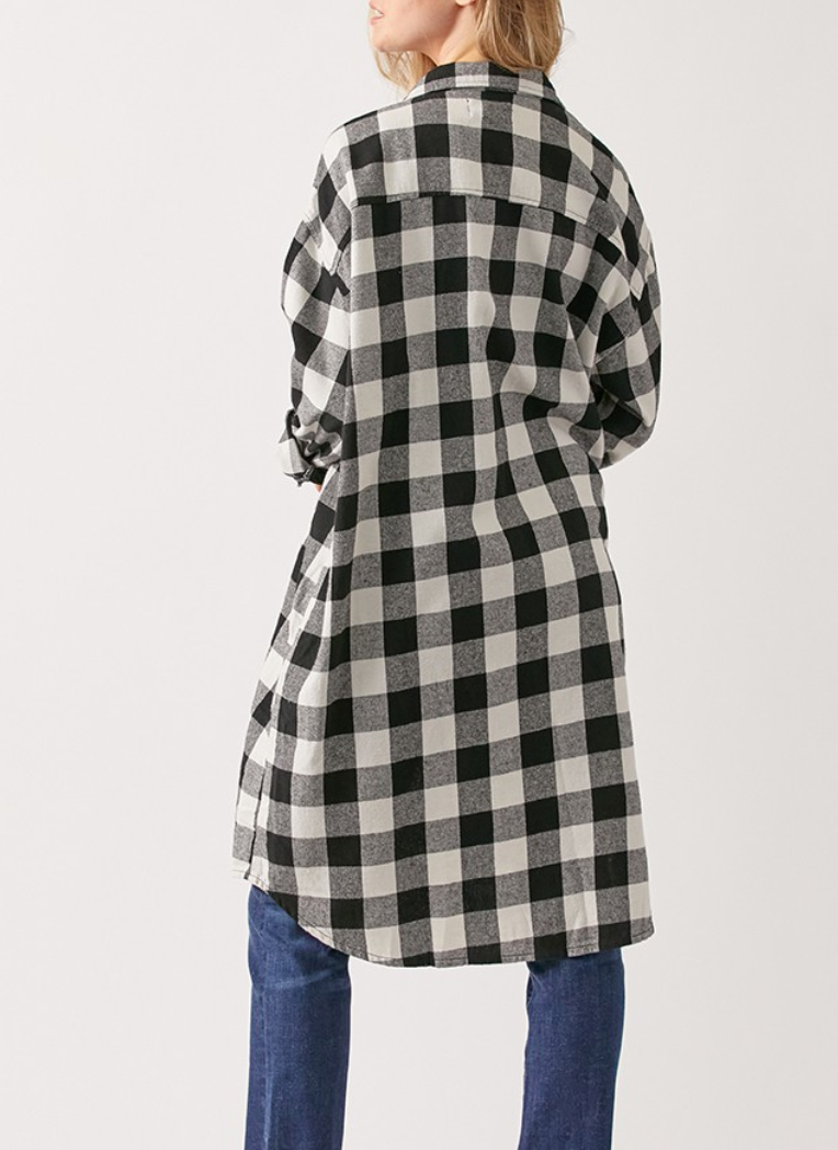 Risen - BUFFALO PLAID FLANNEL LONG SHIRT JACKET