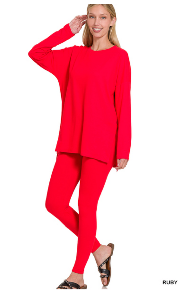 Zenana - SCOOP NECK LOUNGEWEAR SET