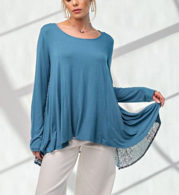 Easel - PRINTED BACK LOOSE FIT TUNIC TOP
