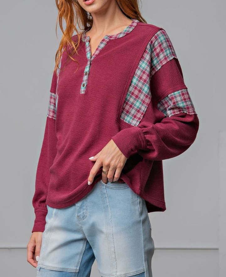 Easel - THERMAL HENLEY TOP