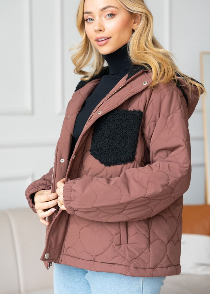 White Birch - Quilted Jacket w/Hood & Sherpa Contrast