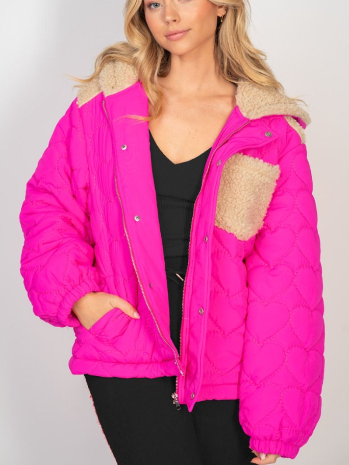 White Birch - Quilted Jacket w/Hood & Sherpa Contrast