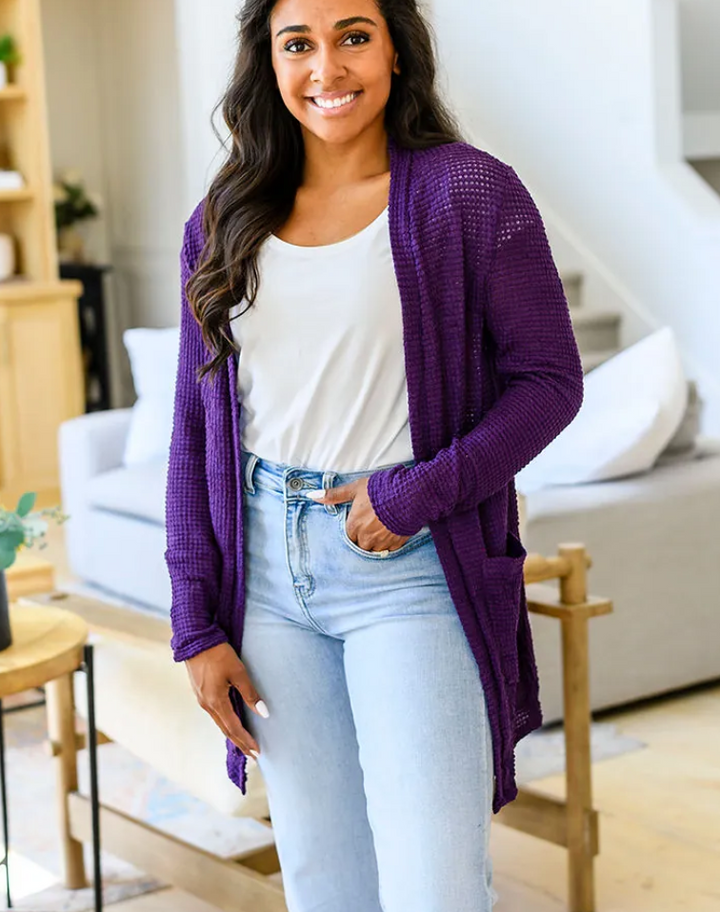 Shirley & Stone - Bonnie Waffle Cardigan With Thumbhole