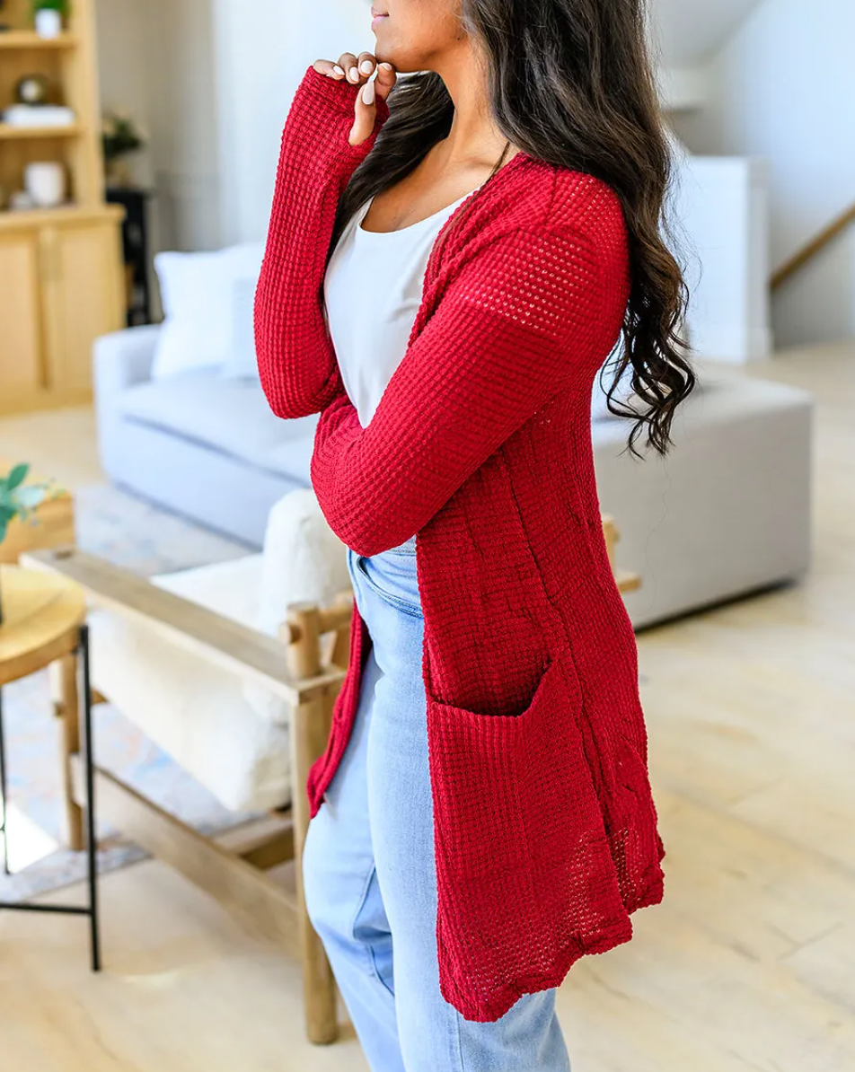 Shirley & Stone - Bonnie Waffle Cardigan With Thumbhole