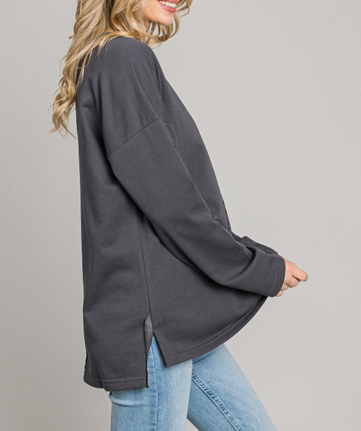 Cotton Bleu - French Terry Cut Edge Top