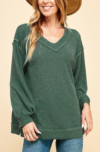 SHOPIN LA - V Neck Lightweight Sweater