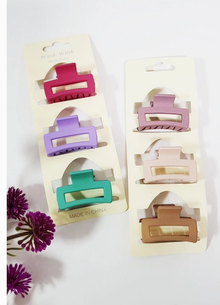 Mini Matte Color Hair Clip Set