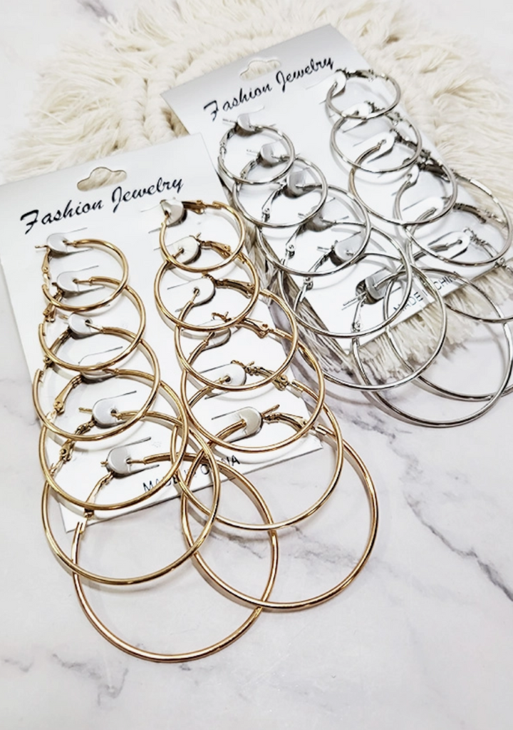 Hoop Earring Set (6 pairs)