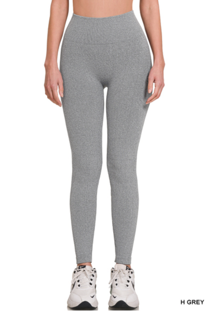 Zenana - RIBBED SEAMLESS HIGH WAISTED FULL LENGTH LEGGINGS