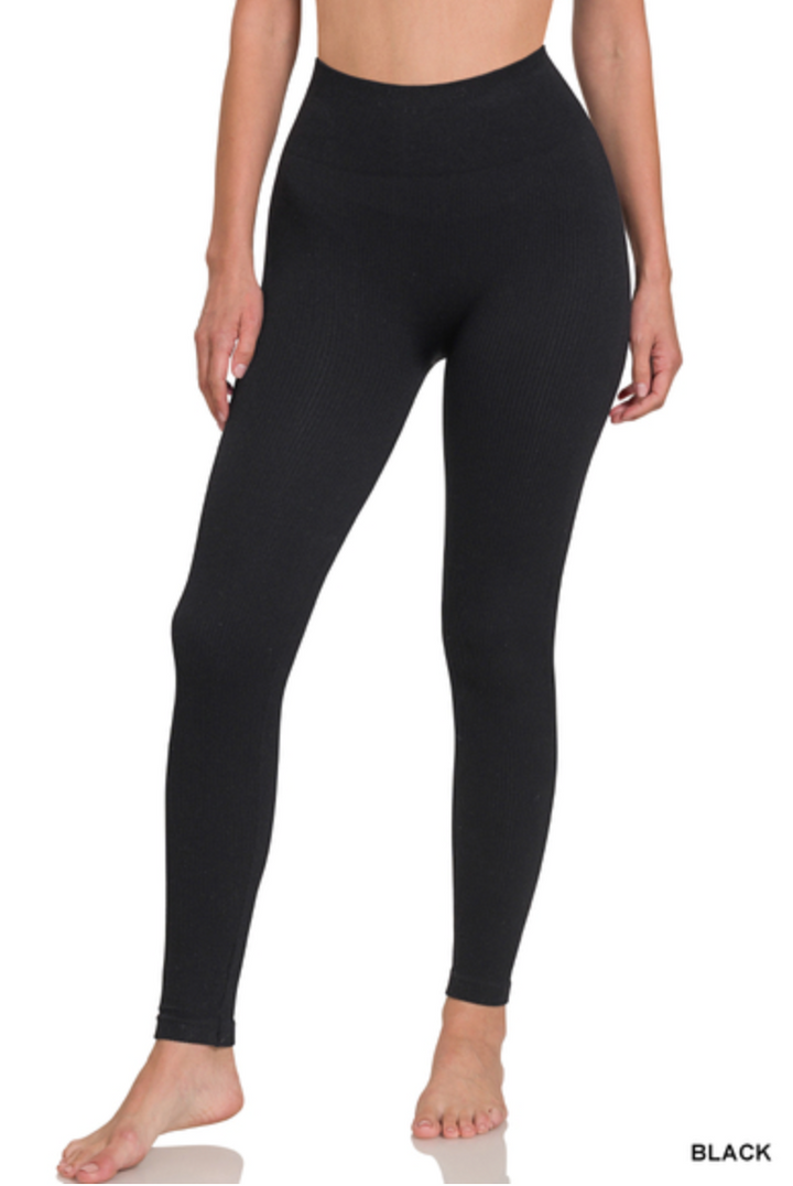 Zenana - RIBBED SEAMLESS HIGH WAISTED FULL LENGTH LEGGINGS
