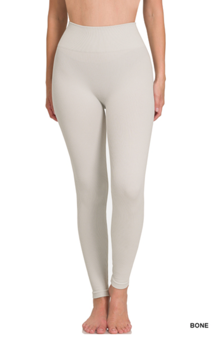 Zenana - RIBBED SEAMLESS HIGH WAISTED FULL LENGTH LEGGINGS