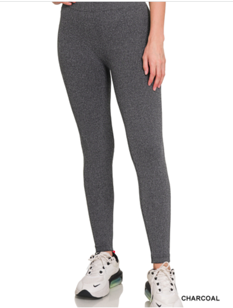 Zenana - RIBBED SEAMLESS HIGH WAISTED FULL LENGTH LEGGINGS