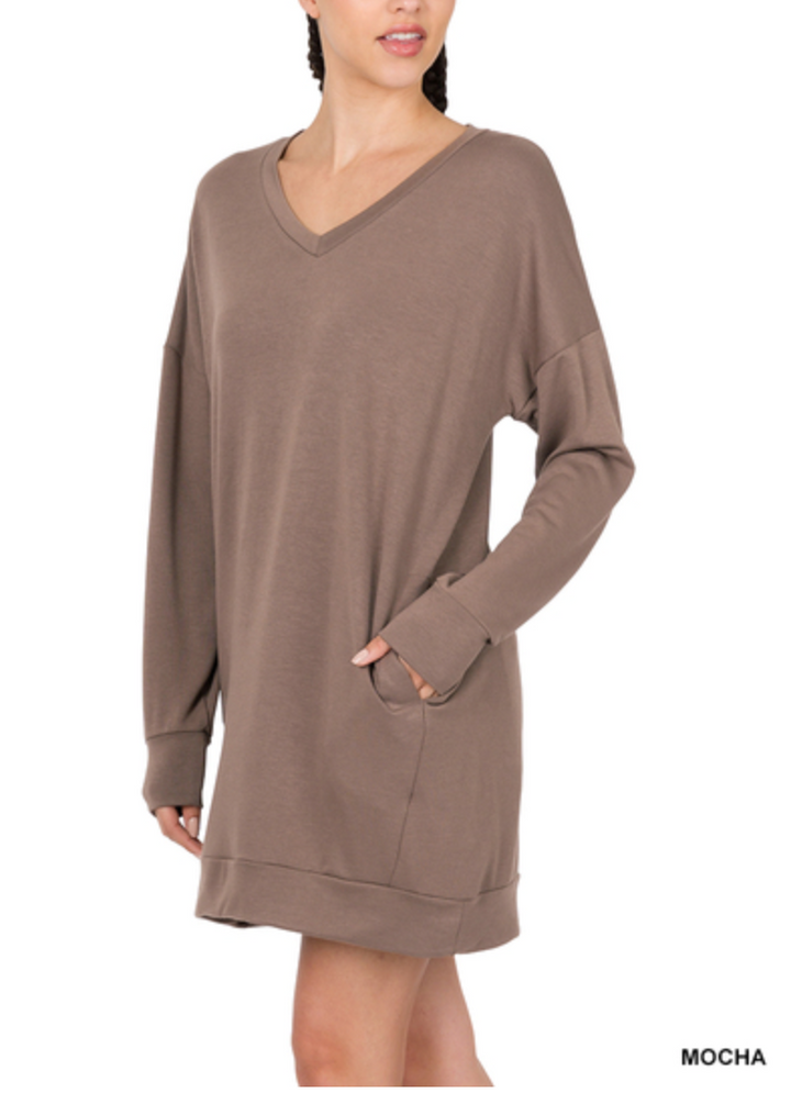 Zenana - SOFT STRETCH F/TERRY DROP SHOULDER LONGLINE TOP