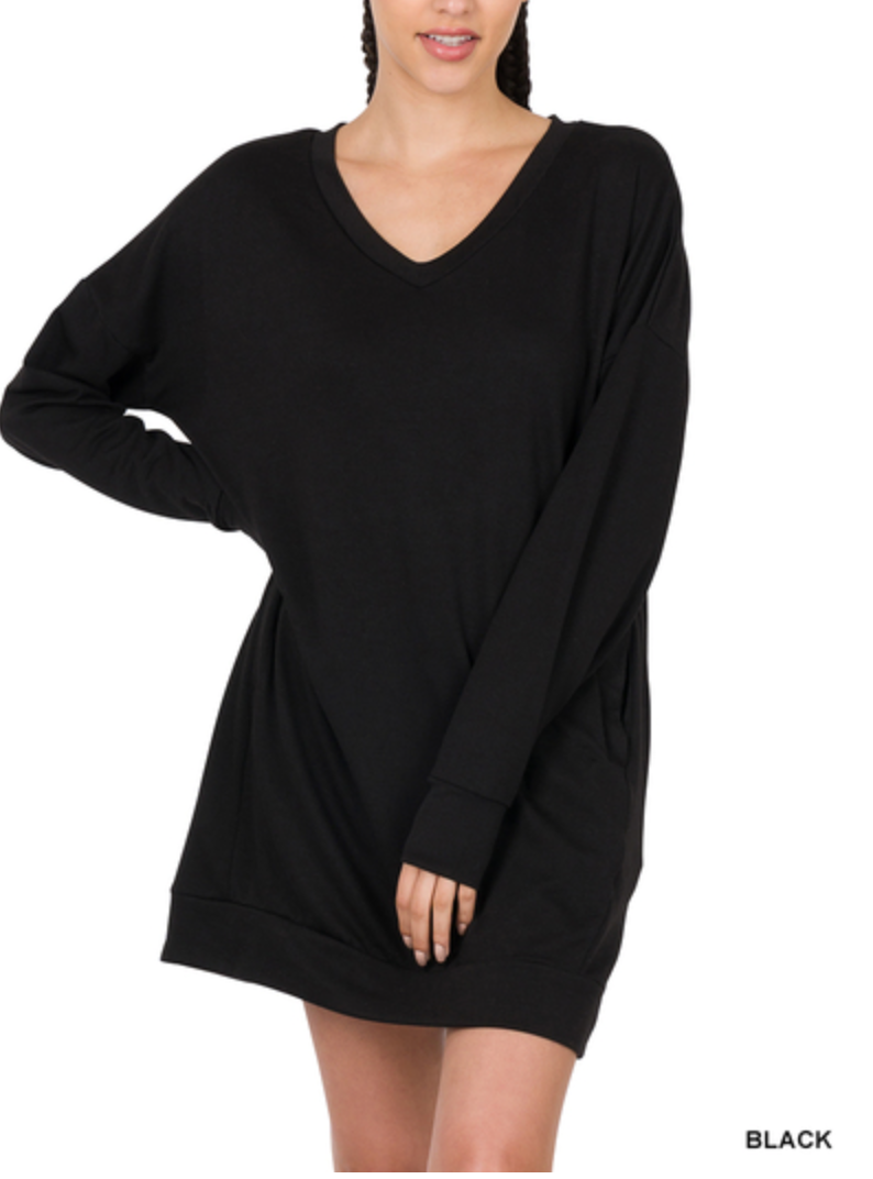 Zenana - SOFT STRETCH F/TERRY DROP SHOULDER LONGLINE TOP