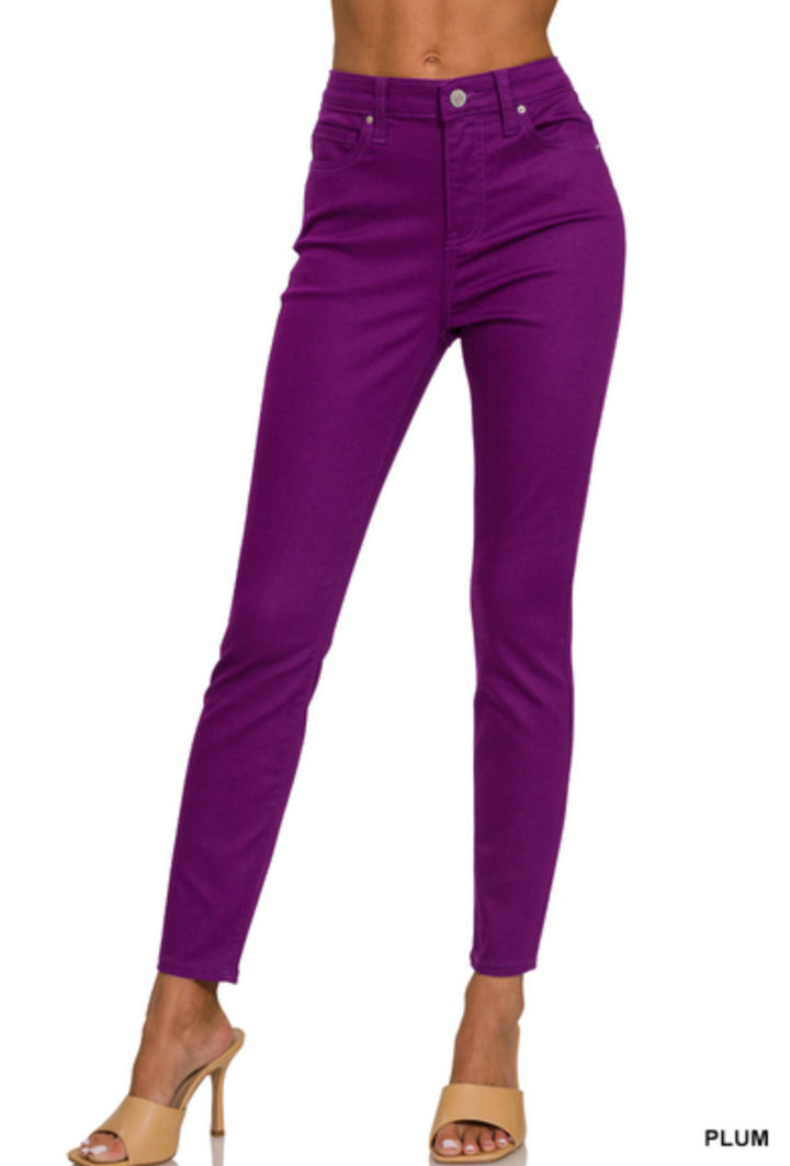 Zenana - HIGH-RISE SKINNY COLOR DENIM PANTS