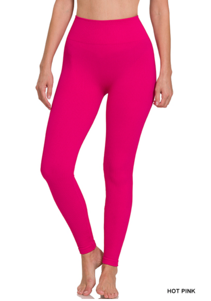 Zenana - RIBBED SEAMLESS HIGH WAISTED FULL LENGTH LEGGINGS