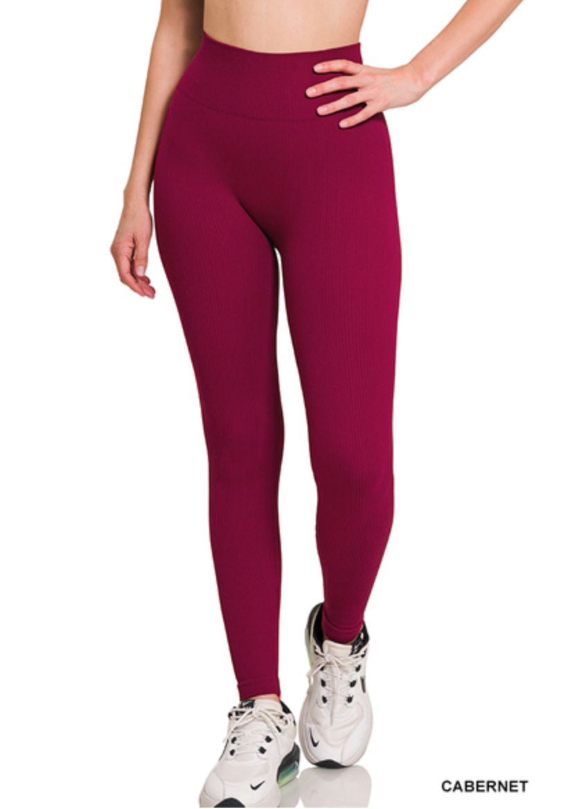 Zenana - RIBBED SEAMLESS HIGH WAISTED FULL LENGTH LEGGINGS