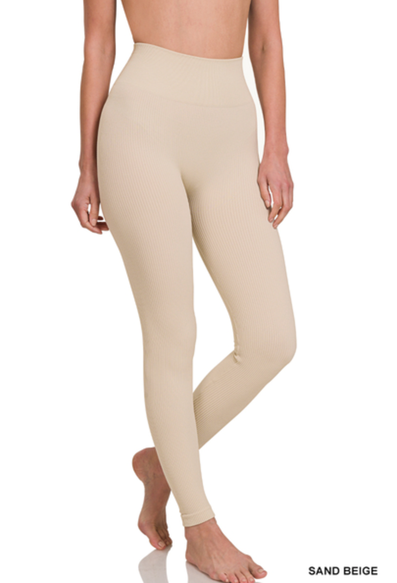 Zenana - RIBBED SEAMLESS HIGH WAISTED FULL LENGTH LEGGINGS