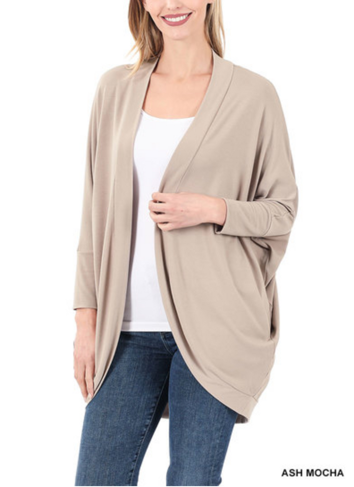 Zenana - 3/4 SLEEVE COCOON WRAP CARDIGAN