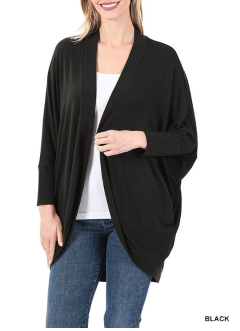 Zenana - 3/4 SLEEVE COCOON WRAP CARDIGAN