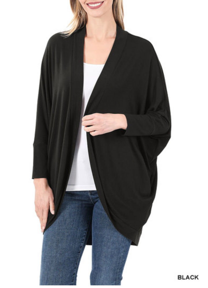 Zenana - 3/4 SLEEVE COCOON WRAP CARDIGAN