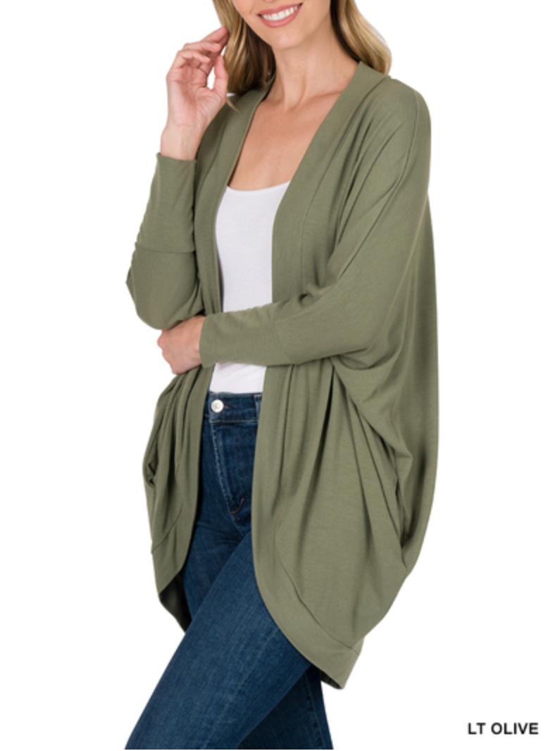 Zenana - 3/4 SLEEVE COCOON WRAP CARDIGAN
