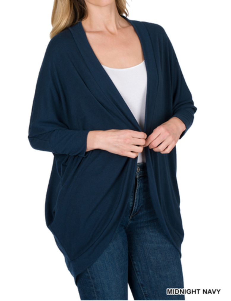Zenana - 3/4 SLEEVE COCOON WRAP CARDIGAN
