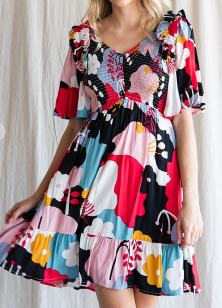 Jodifl - Multicolor Flower Print Dress