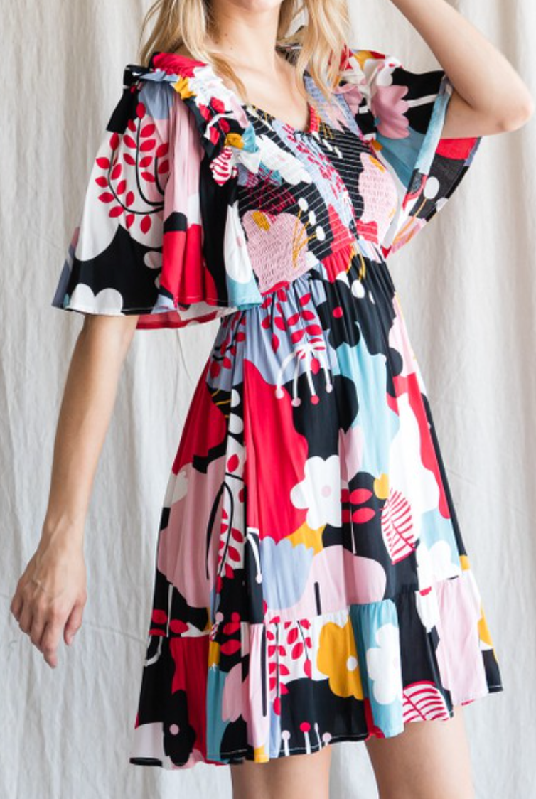 Jodifl - Multicolor Flower Print Dress