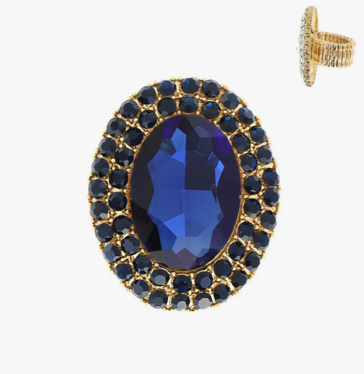 Double Frame Oval Halo Stretch Ring