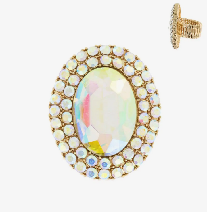 Double Frame Oval Halo Stretch Ring