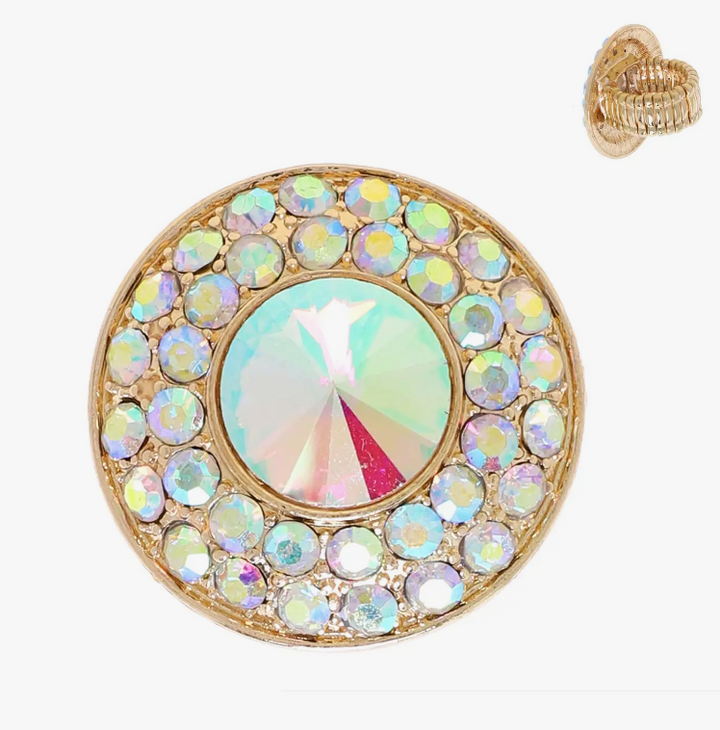 Round Rhinestone Pave Cocktail Ring