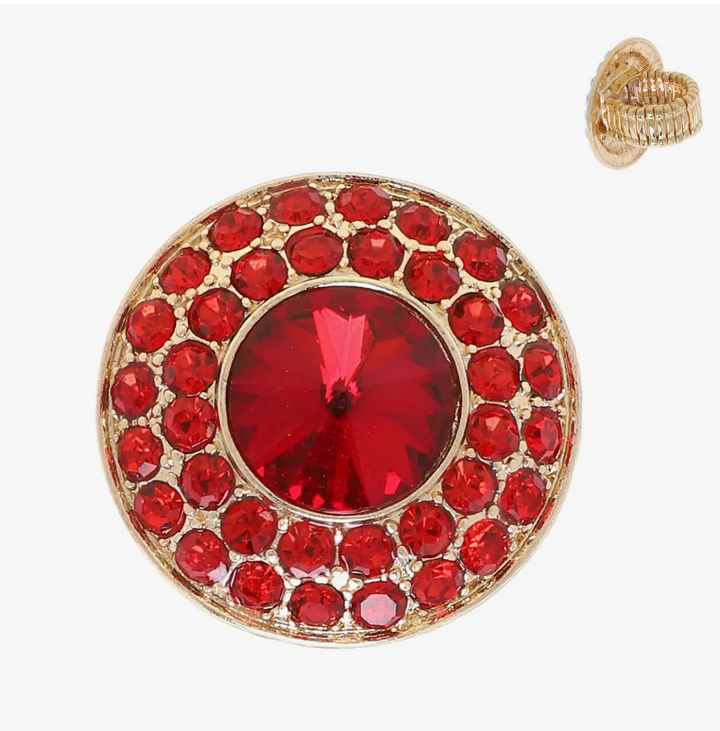 Round Rhinestone Pave Cocktail Ring