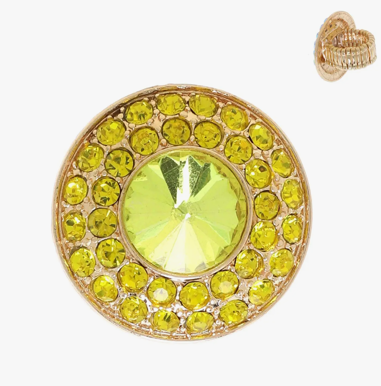 Round Rhinestone Pave Cocktail Ring