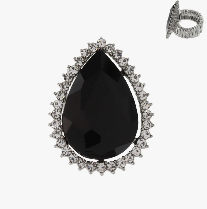 Tear Drop Gemstone Stretch Ring