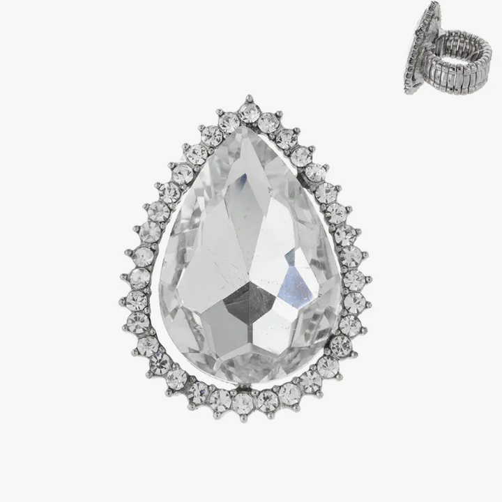 Tear Drop Gemstone Stretch Ring