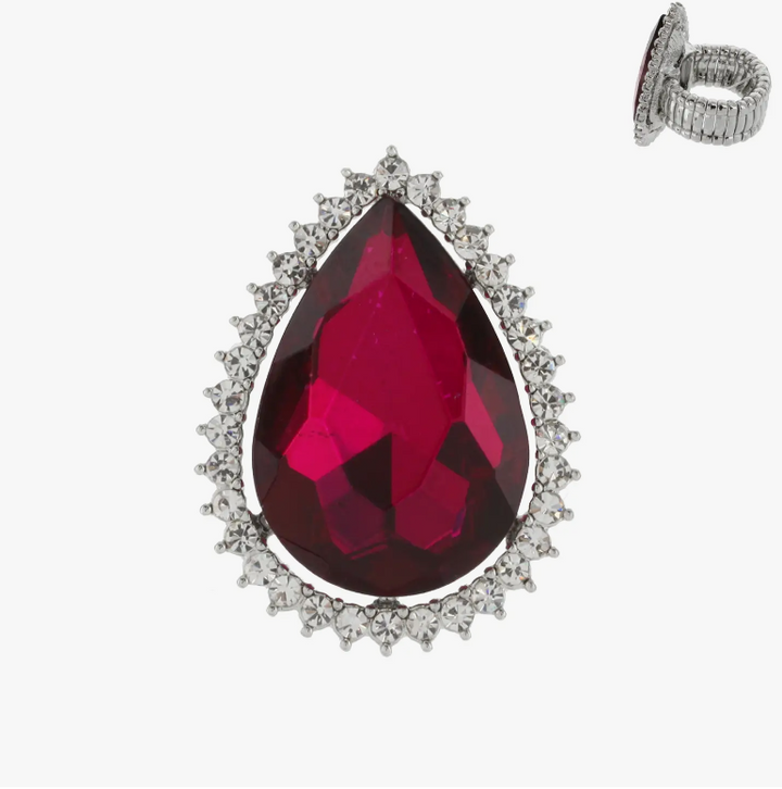 Tear Drop Gemstone Stretch Ring